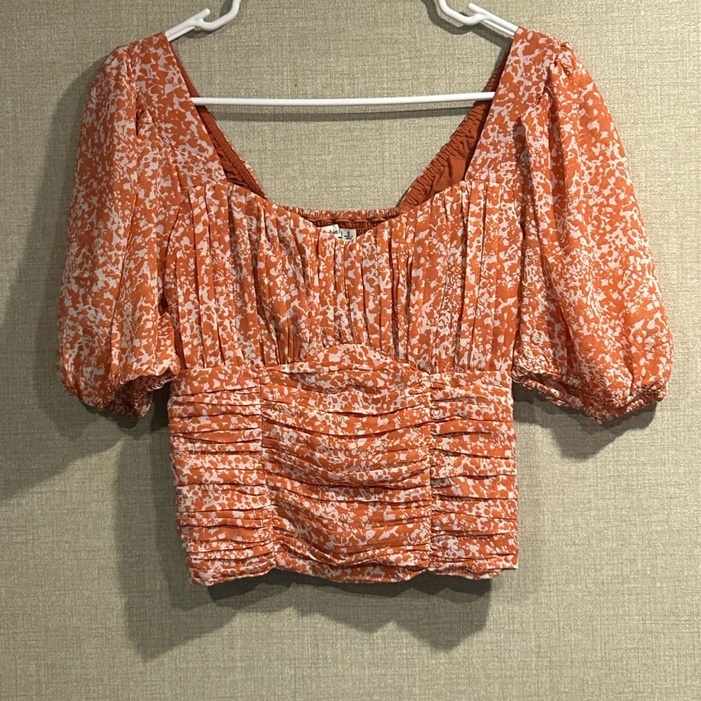Abercrombie & Fitch Crop Top, Boho, puff sleeves, cottagecore, Prairie, smocked.